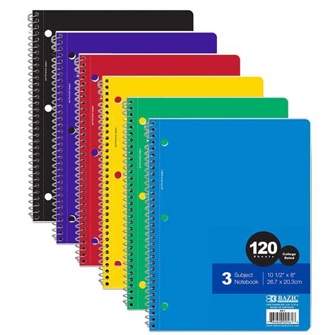 3 subject wide ruled spiral notebook|walmart 3 subject notebook.